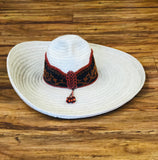 SOMBRERO DE CHARRO SOYATE CON GRECA. CHARRO HAT PLAM IN A EMBOSSED , HerraduraDeOro - HerraduraDeOro