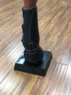 CANILLERAS DE CABALLO NEGRAS CON CAMPANA.BLACK LEATHER COMO BOOTS.
