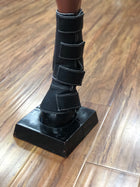 CANILLERAS DE CABALLO NEGRAS CON CAMPANA.BLACK LEATHER COMO BOOTS.