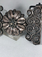 HEBILLA CHARRA  FILIGRANA. CHARRO BUCKLE WITH A CONCHO IN THE MIDDLE WITH FILIGRANA WORK , HerraduraDeOro - HerraduraDeOro