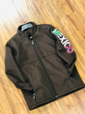 MEN'S COFFEE BROWN MEXICO FLAG LOGO SLEEVE ZIP-FRONT POLY SHELL JACKET