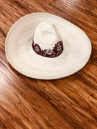 SOMBRERO DE CHARRO SOYATE DE PINA PIRORABADO. CHARRO HAT PLAM IN A PINA PINEAPPLE EMBOSSED