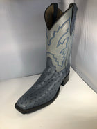 BOTA JUSTIN COLOR AZUL DE AVESTRUZ. MEDIUM SQUARE TOE JUSTIN BLUE JEAN OSTRICH BOOTS , HerraduraDeOro - HerraduraDeOro