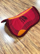 CARONA CHARRA PARA MONTURA COLA DE PATO. BLACK AND RED CHARRO SADDLE PAD , HerraduraDeOro - HerraduraDeOro