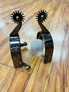 Silver Steel Rock Grinder Roping Spurs