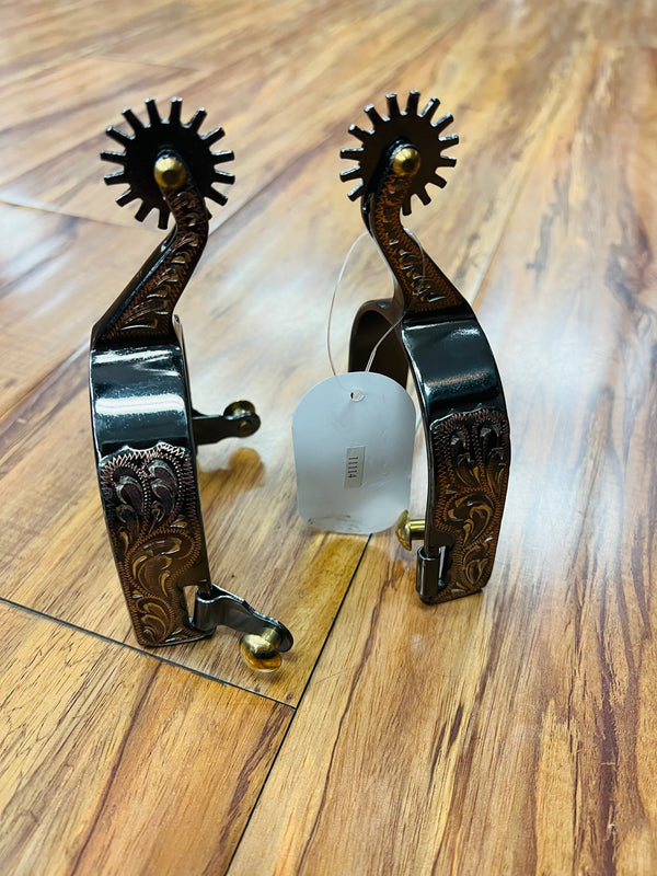 Silver Steel Rock Grinder Roping Spurs
