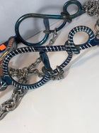 FRENO DE CHARRO AZUL DE CABALLO CON SERPIENTE DE PATAS , HerraduraDeOro - HerraduraDeOro