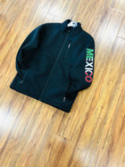 MEN'S BLACK MEXICO FLAG LOGO SLEEVE ZIP-FRONT POLY SHELL JACKET