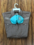 CAMISOLOA CHARRA BORDADA COLOR CAFE. DARK TAN COLOR CHARRO SHIRT , HerraduraDeOro - HerraduraDeOro