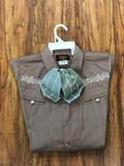 CAMISOLOA CHARRA BORDADA COLOR CAFE. DARK TAN COLOR CHARRO SHIRT , HerraduraDeOro - HerraduraDeOro