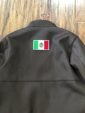 MEN'S COFFEE BROWN MEXICO FLAG LOGO SLEEVE ZIP-FRONT POLY SHELL JACKET