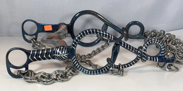FRENO DE CHARRO AZUL DE CABALLO CON SERPIENTE DE PATAS , HerraduraDeOro - HerraduraDeOro