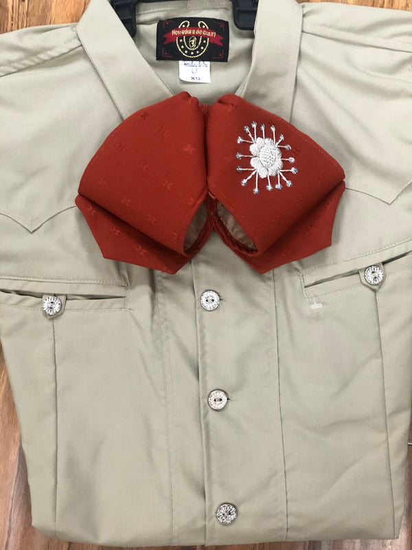 CAMISOLOA CHARRA COLOR CAFE. LIGHT BROWN COLOR CHARRO SHIRT , HerraduraDeOro - HerraduraDeOro