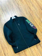 MEN'S BLACK MEXICO FLAG LOGO SLEEVE ZIP-FRONT POLY SHELL JACKET