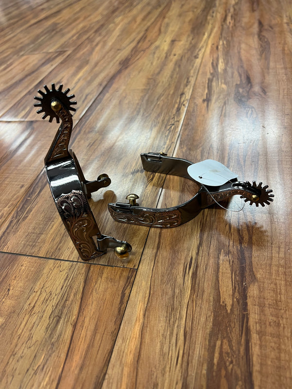 Silver Steel Rock Grinder Roping Spurs