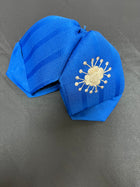 MOŇO CHARRO AZUL BORDADO EN PLATA A MANO . BLUE CHARRO TIE