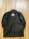 MEN'S COFFEE BROWN MEXICO FLAG LOGO SLEEVE ZIP-FRONT POLY SHELL JACKET