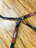 PRECHO PRETAL NEGRO CHARRO DE VAQUETA PARA CABALLO. RICH BLACK CHARRO BREAST COLLAR