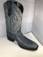 BOTA JUSTIN COLOR AZUL DE AVESTRUZ. MEDIUM SQUARE TOE JUSTIN BLUE JEAN OSTRICH BOOTS , HerraduraDeOro - HerraduraDeOro