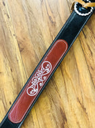 PRECHO PRETAL NEGRO CHARRO DE VAQUETA PARA CABALLO. RICH BLACK CHARRO BREAST COLLAR