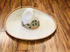 SOMBRERO DE CHARRO DE ADULTO COLOR HUESO CON TOQUILLA Y RIBETE CALADA