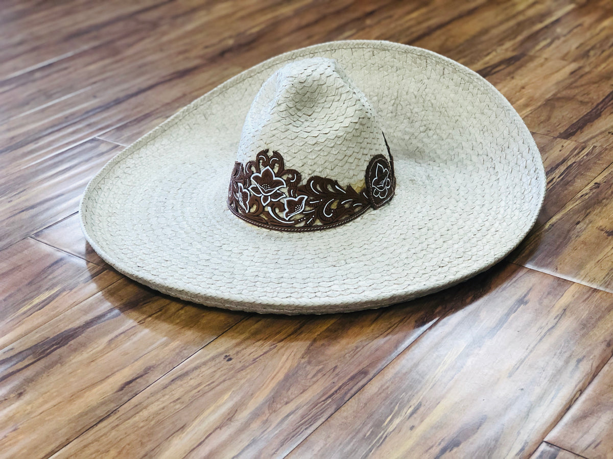 SOMBRERO DE CHARRO SOYATE DE PINA PIRORABADO. CHARRO HAT PLAM IN A PIN ...