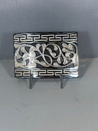 HEBILLA DE PAVON CALADA CON INCRUSTACIONES DE PLATA. ELABORADA DE ARTESANIA. CHARRO BELT BUCKLE - HerraduraDeOro
