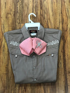 CAMISOLOA CHARRA BORDADA COLOR CAFE. DARK TAN COLOR CHARRO SHIRT , HerraduraDeOro - HerraduraDeOro