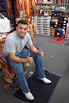 BOTINE CHARRO CUADRADO COLOR HUESO. MENS BOTINE CHARRO SQUARE TOE BONE COLOR , HerraduraDeOro - HerraduraDeOro