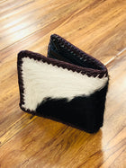 NEW MENS LEATHER HANDMADE WALLET BIFOLD WITH  HAIR