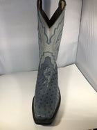 BOTA JUSTIN COLOR AZUL DE AVESTRUZ. MEDIUM SQUARE TOE JUSTIN BLUE JEAN OSTRICH BOOTS , HerraduraDeOro - HerraduraDeOro