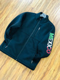 MEN'S BLACK MEXICO FLAG LOGO SLEEVE ZIP-FRONT POLY SHELL JACKET