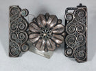 HEBILLA CHARRA  FILIGRANA. CHARRO BUCKLE WITH A CONCHO IN THE MIDDLE WITH FILIGRANA WORK , HerraduraDeOro - HerraduraDeOro