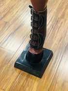 CANILLERAS PARA PATAS DE CABALLO COLOR ROBLE Y NEGRO DE HEBILLAS. BRICK AND BLACK COLOR SPORT SKID BOOT WITH BUCKLES , HerraduraDeOro - HerraduraDeOro