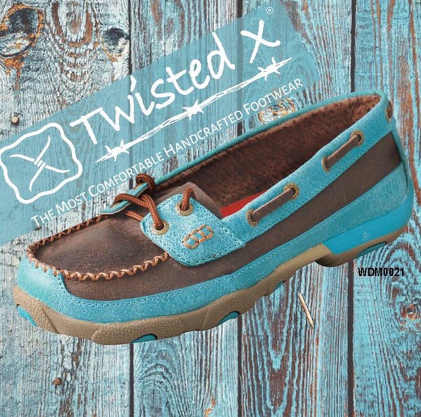 WOMEN 'S DRIVING MOCCAINS BROWN & TURQUOISE , HerraduraDeOro - HerraduraDeOro