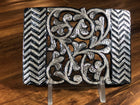 HEBILLA CHARRA DE PAVON CALADA CON INCRUSTACIONES DE PLATA. ELABORADA DE ARTESANIA. CHARRO BELT BUCKLE