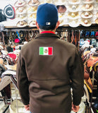 MEN'S COFFEE BROWN MEXICO FLAG LOGO SLEEVE ZIP-FRONT POLY SHELL JACKET