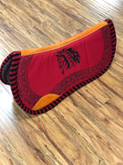 CARONA CHARRA PARA MONTURA COLA DE PATO. BLACK AND RED CHARRO SADDLE PAD , HerraduraDeOro - HerraduraDeOro