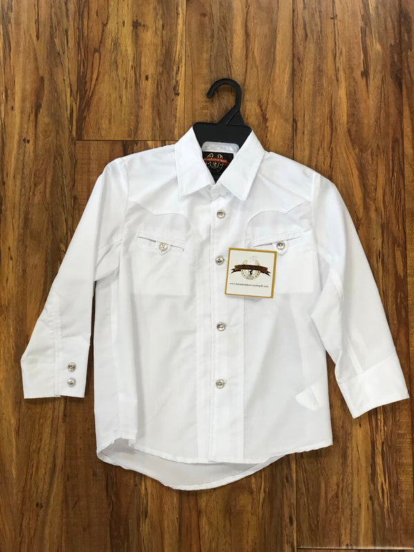 CAMISOLOA CHARRA COLOR BLANCA DE NIŇO. WHITE COLOR KIDS CHARRO SHIRT
