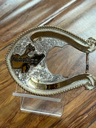 HEBILLA CON MAPA DE JALISCO DE PLATA CON ALPACA ORO