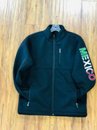 MEN'S BLACK MEXICO FLAG LOGO SLEEVE ZIP-FRONT POLY SHELL JACKET