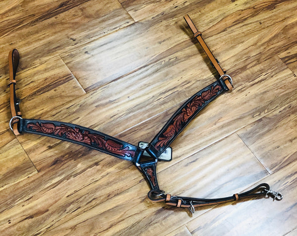 PECHOS PARA MONTURA. CHOCOLATE FLORAL BREASTCOLLAR , HerraduraDeOro - HerraduraDeOro