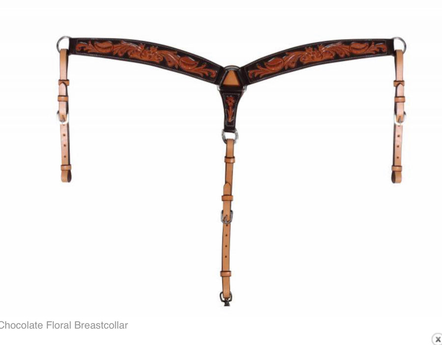 PECHOS PARA MONTURA. CHOCOLATE FLORAL BREASTCOLLAR , HerraduraDeOro - HerraduraDeOro