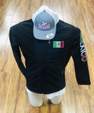 MEN'S BLACK MEXICO FLAG LOGO SLEEVE ZIP-FRONT POLY SHELL JACKET